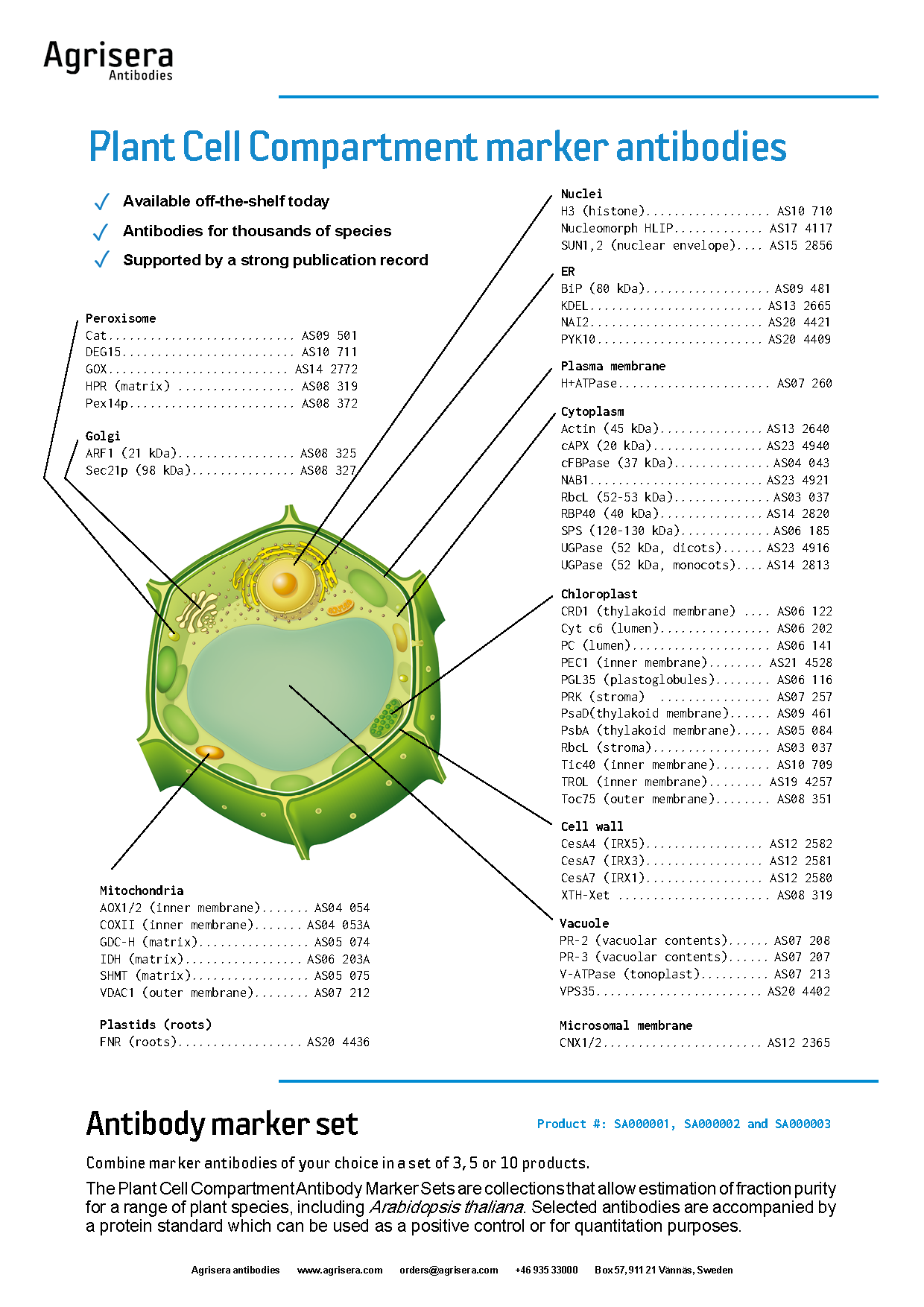 Agrisera compartment markers